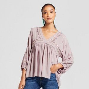 Knox Rose Embroidered Peasant Blouse